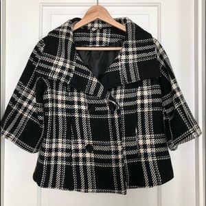 Cropped Plaid Topper Coat